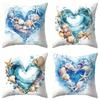 4Pcs Marine Life Theme Pattern Single-Sided Printing Short Plush Suitable Living Rooms Bedrooms Sofas (Excluding Pillow Cores)