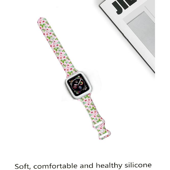 Sport Watch Bands Compatible with Apple Watch Band 38mm 40mm 41mm for Women Men, Adjustable Soft Silicone Replacement Smartwatch Wristband for iWatch