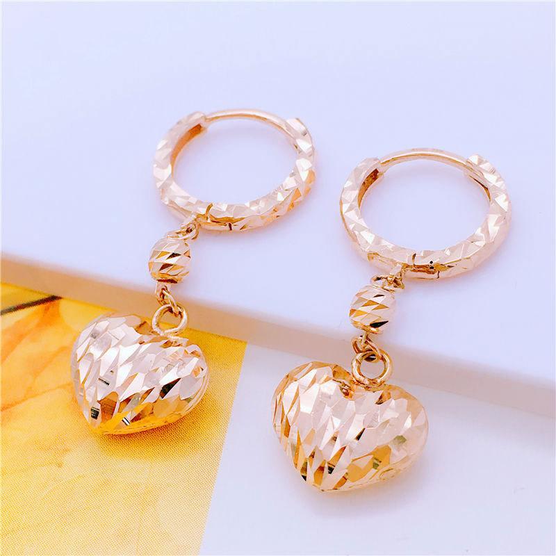 Purple Gold Laser Color Gold Hollow Love Earrings Exquisite Temperament Rose Gold Plated Earrings