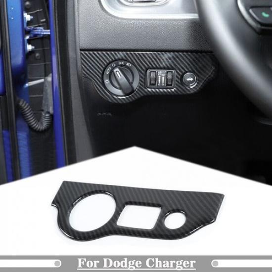 Car Headlight Switch Panel Trim For Dodge Charger 10-23 Accessories Carbon Fiber