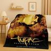 3D Rap Tupac 2pac Hip-Hop Music Rapper Catnap Flannel Blanket,Soft Plush Throw for Home Bedroom Bed Sofa Cover Kid Gift Picnic
