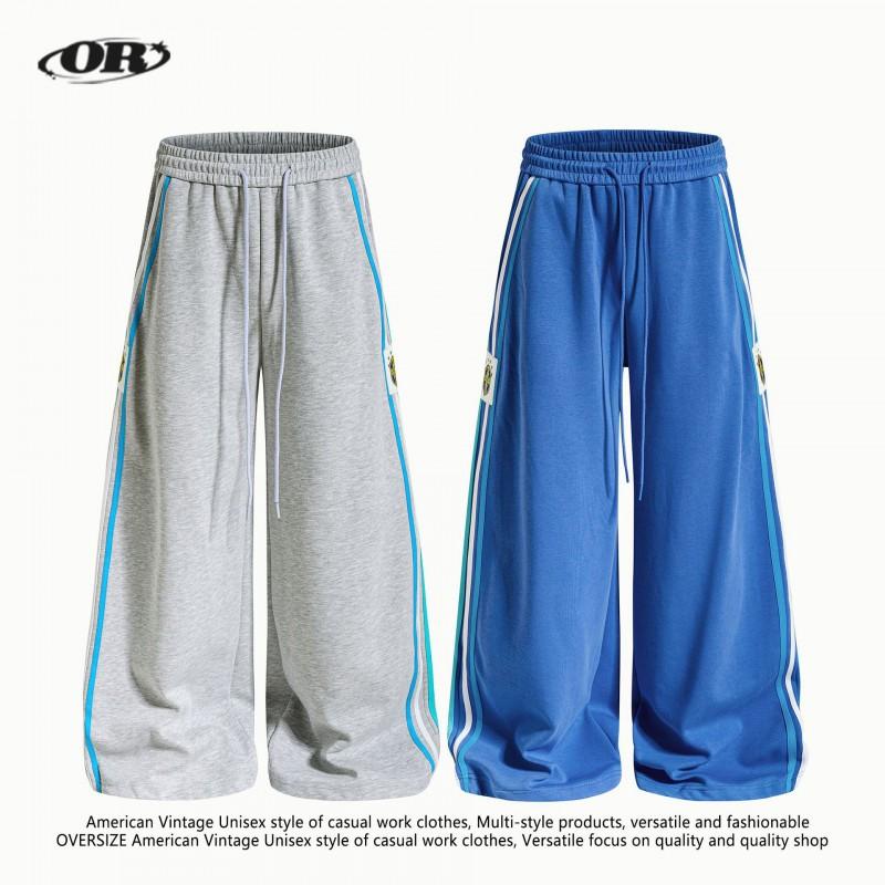OREETA American Style Striped Sweatpants Loose Straight Leg Casual Pants Teens