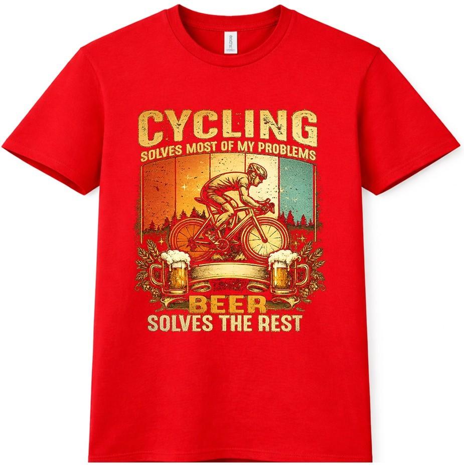 Funny Cycling T Shirt Beer Lover Graphic Tee Road Bike Cyclist Shirt S