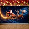 Santa Claus Display Shiny Elements Winter Display Reindeer Backdrop Festive Atmosphere Santa Sleigh Backdrop For Party Backdrop