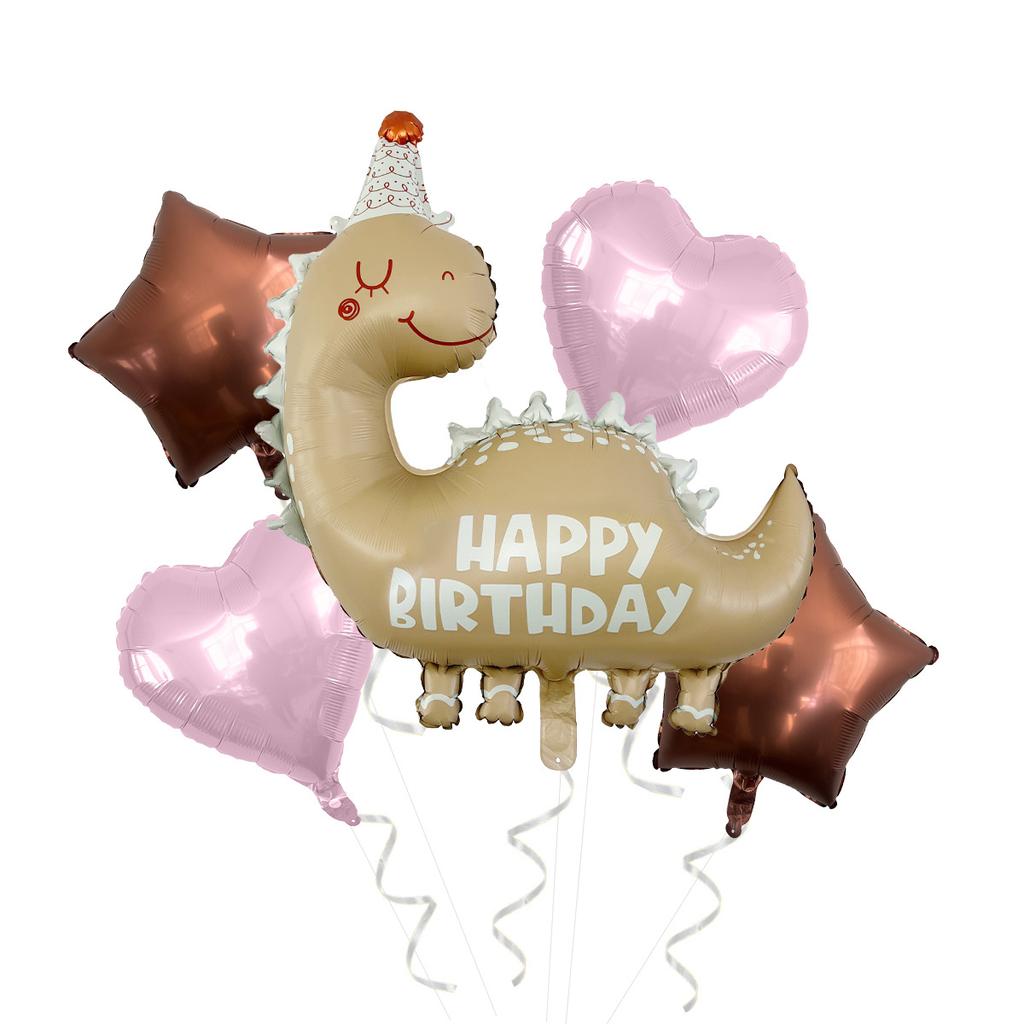 Matte Cartoon Dinosaurier Aluminiumfolienballon Paket Geburtstagsfeier Foto Hintergrund Arrangement Dinosaurier Ballon Paket