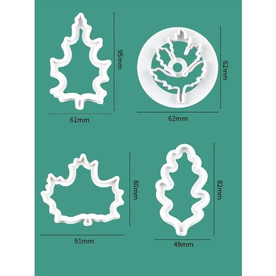 

4 шт. Форма для печенья в виде листа, 3D-форма для печенья, плунжер для печенья, украшение для кондитерских изделий, помадка, форма для выпечки, инструмент для тиснения тропических листьев