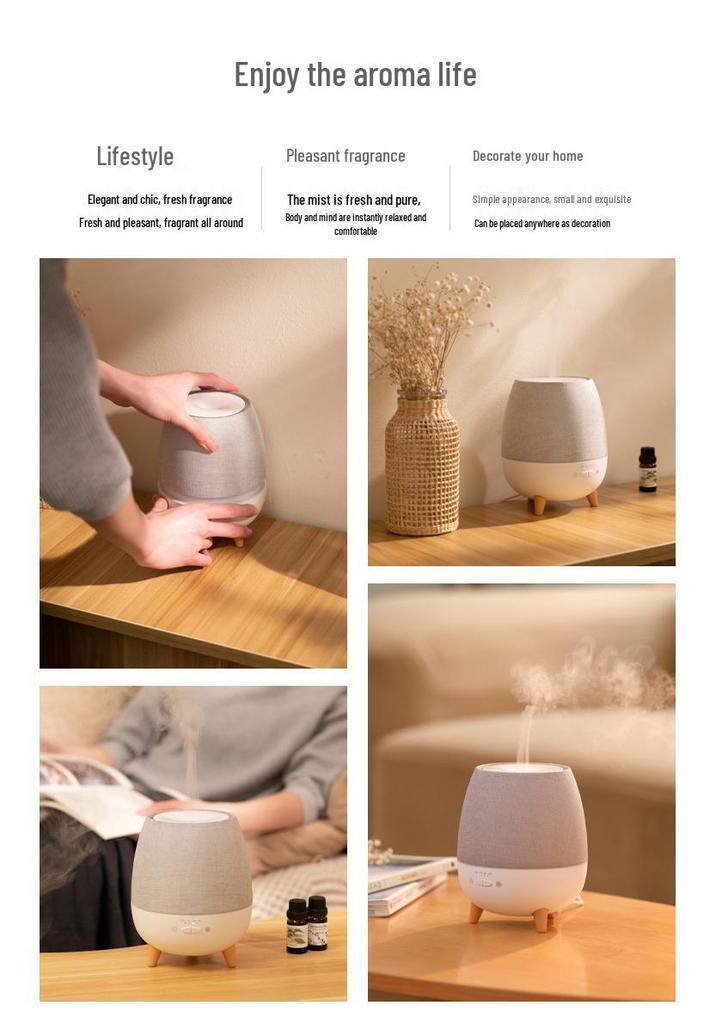 Silk Brocade Aromatherapy Humidifier with Remote Control - Desktop Essential Oil Diffuser for Bedroom.