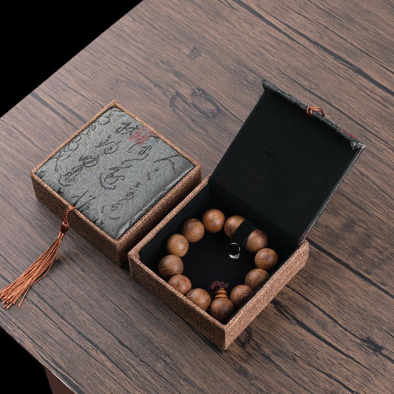 Super Source Linen Jewelry Box for Bracelets, Prayer Beads, Pendants, Necklaces, and Rings