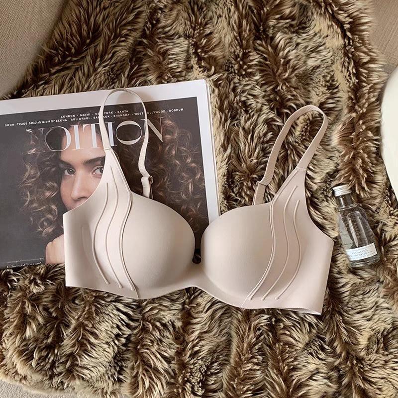 

Женский простой бесшовный бюстгальтер в японском стиле, пуш-ап, увеличивающий для маленькой груди, беспроводной, с боковой поддержкой для уменьшения жира, нижнее белье против провисания 32/70 серый