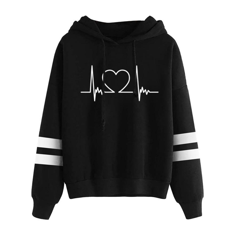 2025 European and American autumn and winter new women's clothing jacket printed loose pocket hooded long sleeve