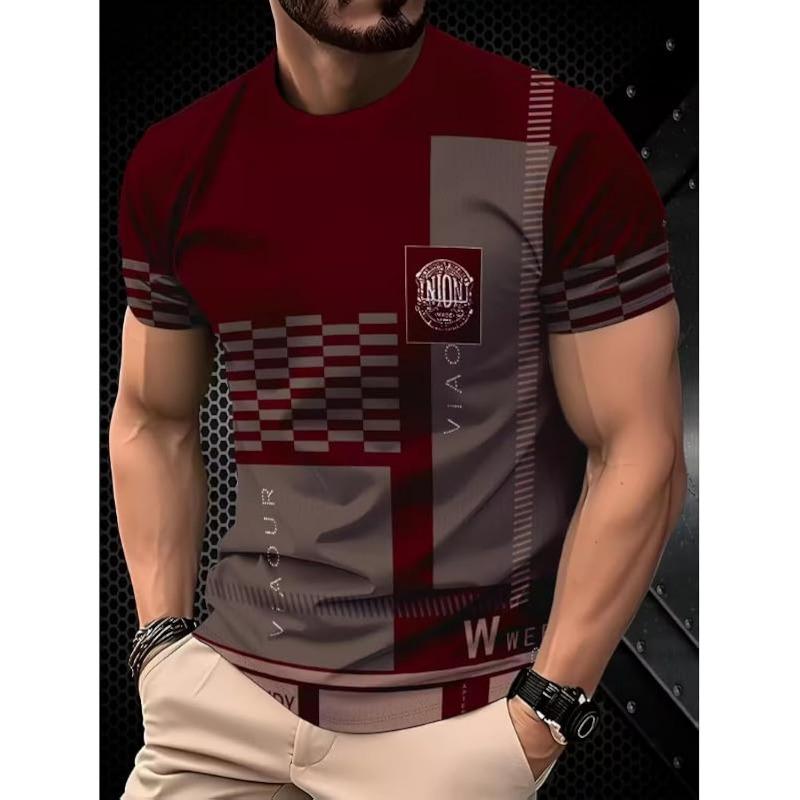 Men's 3D Fun Art Printed T-Shirt Round Neck Funny Casual Short Sleeve Top