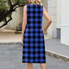 Women's fashion casual sleeveless button plaid print dress with pocket