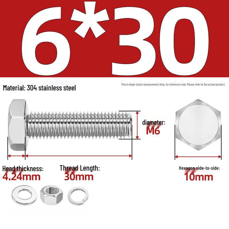 Songge 304 Stainless Steel Hex Bolt & Washer Set