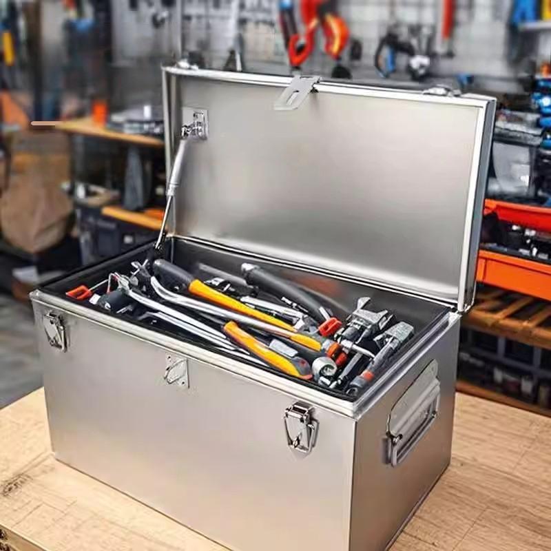Stainless Steel Toolbox Rectangular Outdoor Box Hardware Durable Large Capacity Storage Toolkit Multi-purpose Tools Organizer