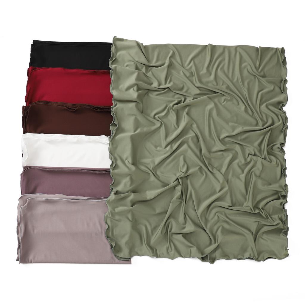 Liseré Wavy Fériel Jersey Hijab Fungus Edge Solid Color Milk Silk Scarf Headscarf Shawl Silk Scarf Stretch Knitted Scarf Women