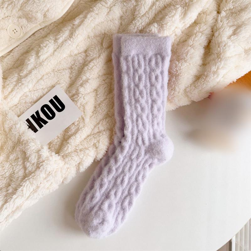 1/3/5PAIRS Winter Socks Thicken Wear-resistant -calf Socks Anti-slip Long Cotton Socks Coral Fleece Soft Cotton Socks