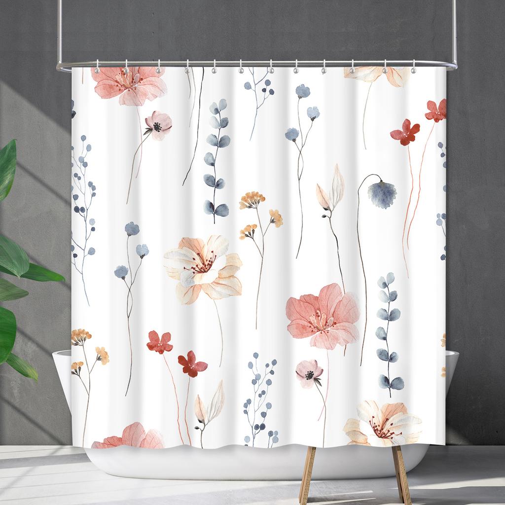 Shower Curtain Waterproof And Mildew-Proof 3D Digital Printing Plant Printing Shower Curtain Child Bathroom Partition Curtain
