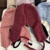 Girls are sweet and cute flying hats, autumn and winter cold-proof ear protectors, wool hats, retro solid color Lei Feng hats show small face