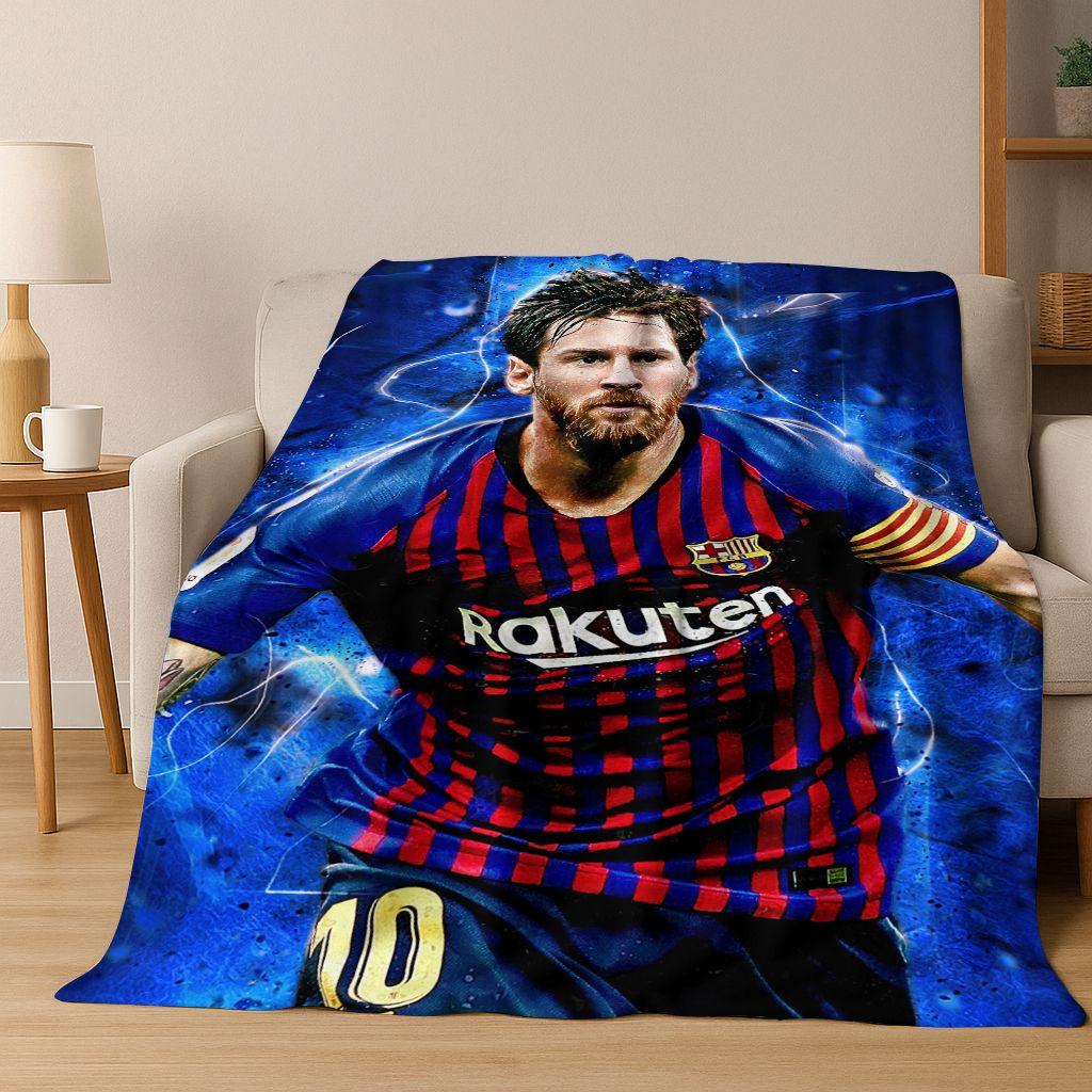 Coperta in Flanella con Disegno Animato M-Messi Capra Stella del Calcio, Coperta Morbida e Accogliente per Casa Camera da Letto Letto Divano Coperta da Picnic