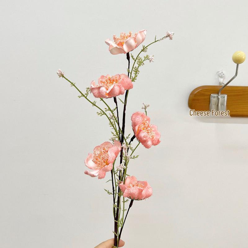 Букет искусственных цветов Азалии с вазой - Декоративное украшение в виде чаши с ветровым порошком для гостиной или обеденного стола.