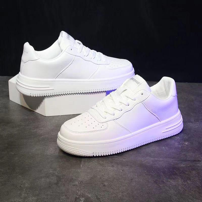 

Men s Breathable Low-Top Versatile Casual Canvas Shoes with Genuine Leather Accents - Trendy White Design 43 білий