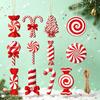 12/24/36Pcs SetChristmas Candy Cane Ornaments Red White Swirl Candy Hanging Pendants with Rope Xmas Tree Home Party Holiday Deco