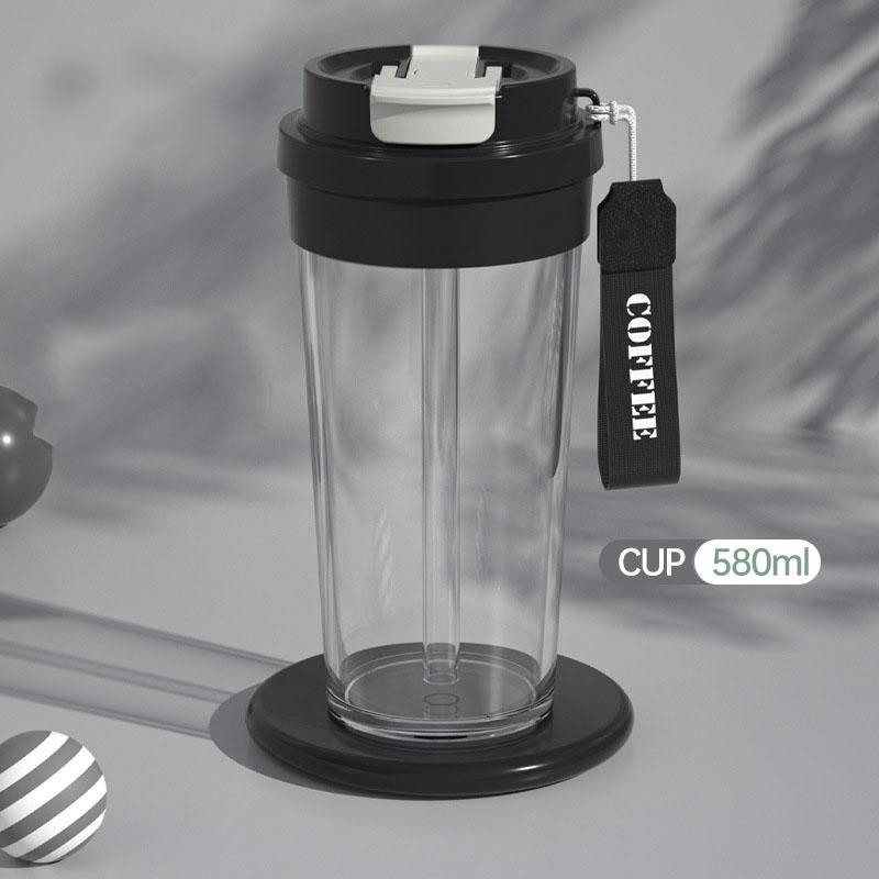 

Кофейная чашка большой емкости, спортивная соломенная пластиковая чашка для воды, детские студенческие пары, портативные чашки, бутылка для воды 580ml зелёный