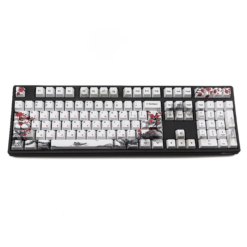 110 kláves OEM profil DYE-Sub Květinová švestka PBT Keycap Sublimační tisk s 1,75U 2U Shift 6,25U Mezerník