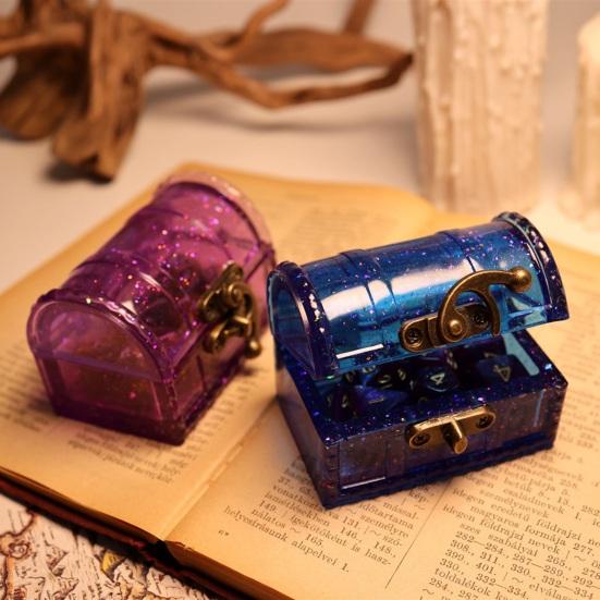 1 Set Treasure Chest Silicone Molds Resin Casting Molds Dice Box Molds Hasp Locks Screws Included for Epoxy Resin DIY Craft