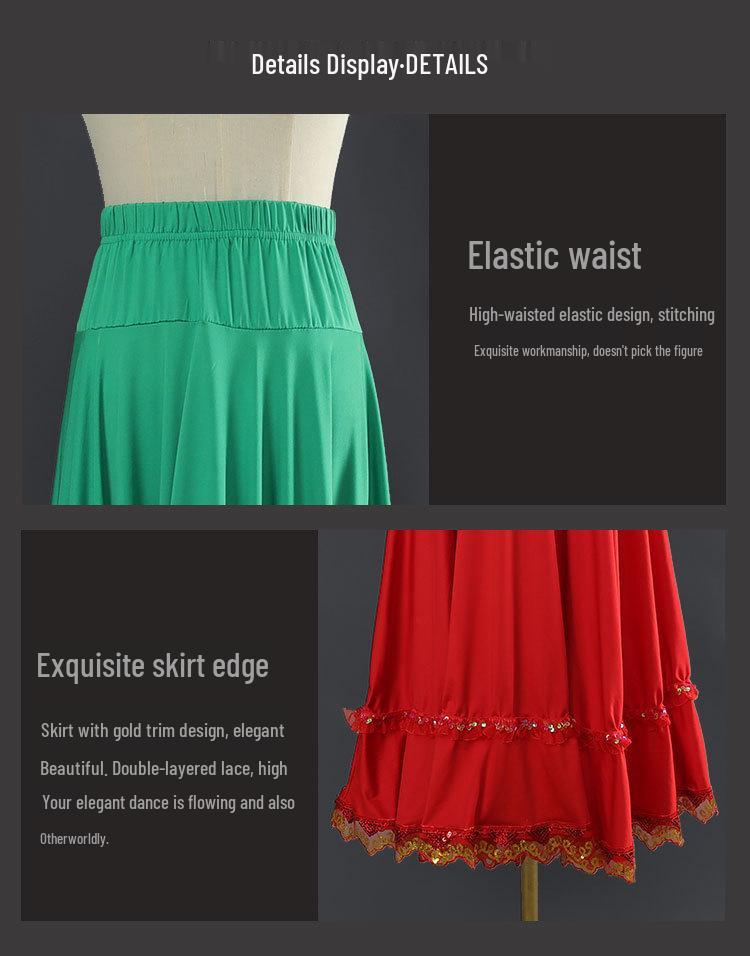 Square Dance Stage Costume: High Waist Ethnic Swing Skirt for Women (Adult, Spring/Summer)