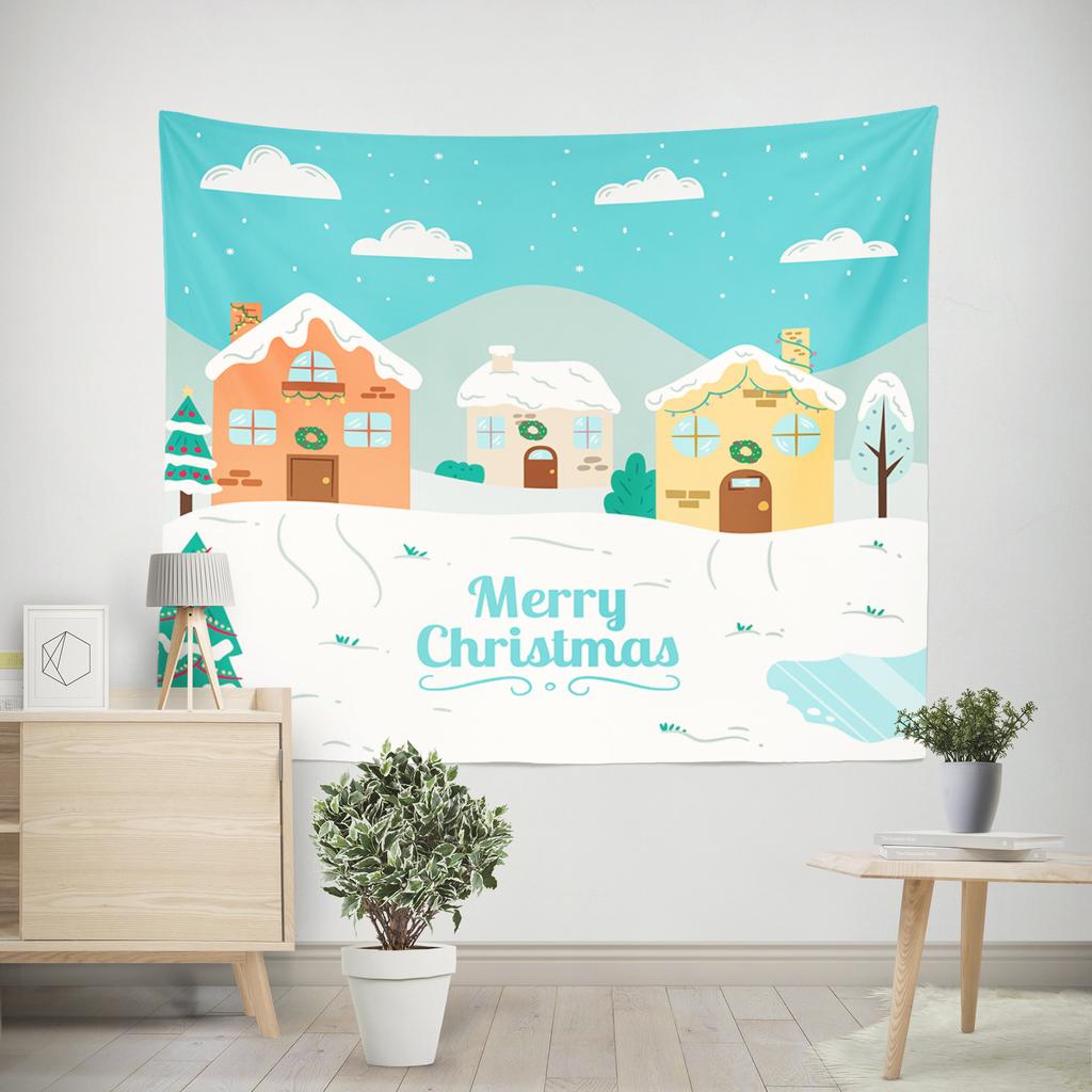 Amazon Source Printed Christmas Tapestry Christmas Tree Snowman Living Room Hanging Painting