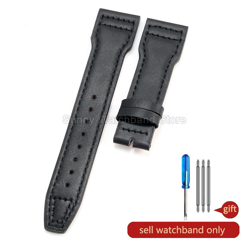 Coffee Black 20 21 22mm for IWC Portofino Le Petit Prince Portugieser Cowhide Watch Band Special Interface Needle Buckle Durable