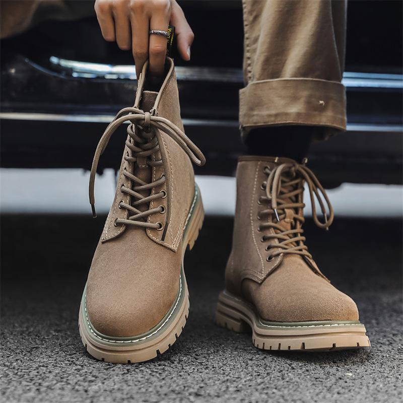 2024 new Martin boots men's couple autumn and winter warm leather big head high top tooling boots British boots 8668-J