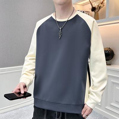 Herren Rundhals-Sweatshirts, Herren Lockere Frühjahrs- und Herbst-Studenten-Basisshirts, Herren Modetrends, Color-Blocking Langarmjacken, Herren