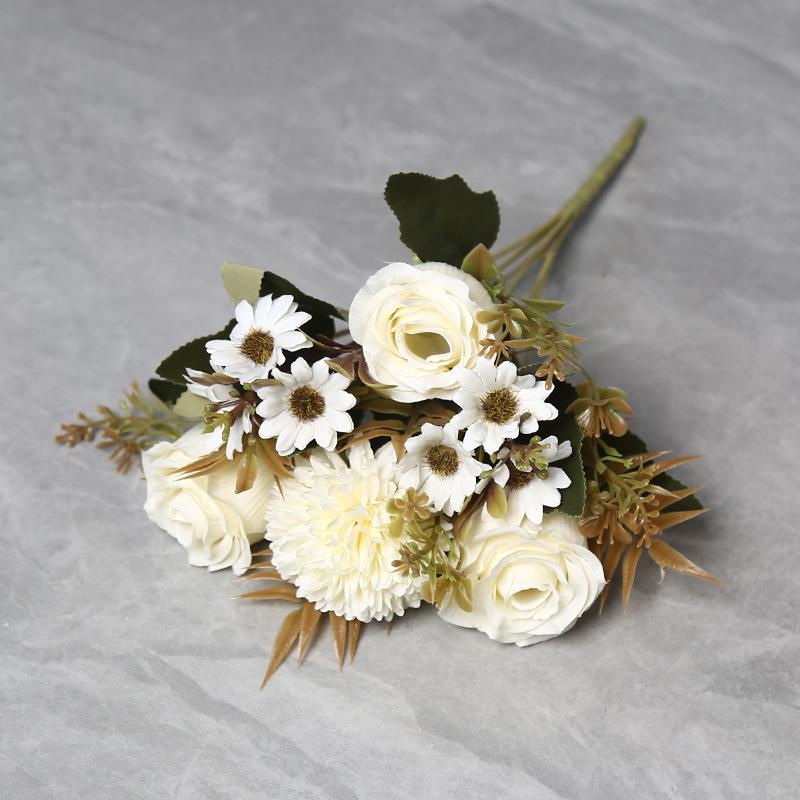 European Style Silk Rose Artificial Flower Bouquet for Home Décor and Weddings