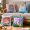 Sardine Cans Art Ins Cushion Cover Silky Short Plush Invisible Zipper Dustproof Sofa Pillow Case For Home Decor