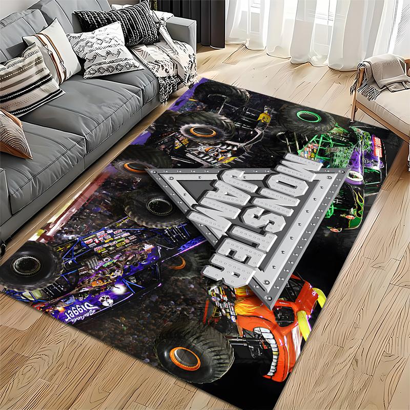 Monster Trucks Motiv Teppich Rutschfester Teppich geeignet für Wohnzimmer- und Schlafzimmer-Sofas.