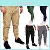 Herren Urbane Mode Slim Fit Reißverschluss Raffung Twill Cargo Jogginghose In Premium Qualität Baumwollmischung