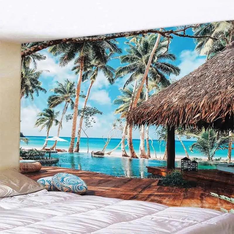 Böhmische Wandteppich Nordischer Tropischer Strand Wandteppich Mandala Wandbehang Hippie Schlafzimmer Dekor Psychedelischer Wandteppich