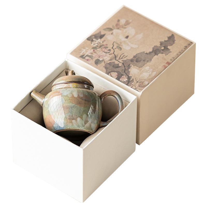 1Pc Oil Painting Wind Ice Flake Glaze Hand-painted Daisy Ceramic Teapot Siting Pot Filter Teapot Pot  KungFu TeaSet Gifts