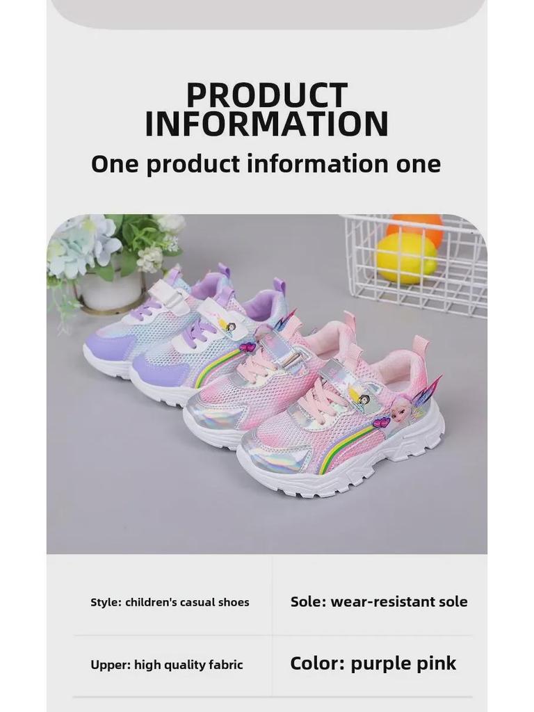 2023 Frühjahr/Sommer Rosa Mesh Atmungsaktive Casual Kinder Sportschuhe, Bequemer Koreanischer Stil