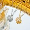 Shiny Rotatable Clover Flower Pendant Necklaces for Women Girls Creative Lucky Accessories Stainless Steel Chain Jewelry Gifts