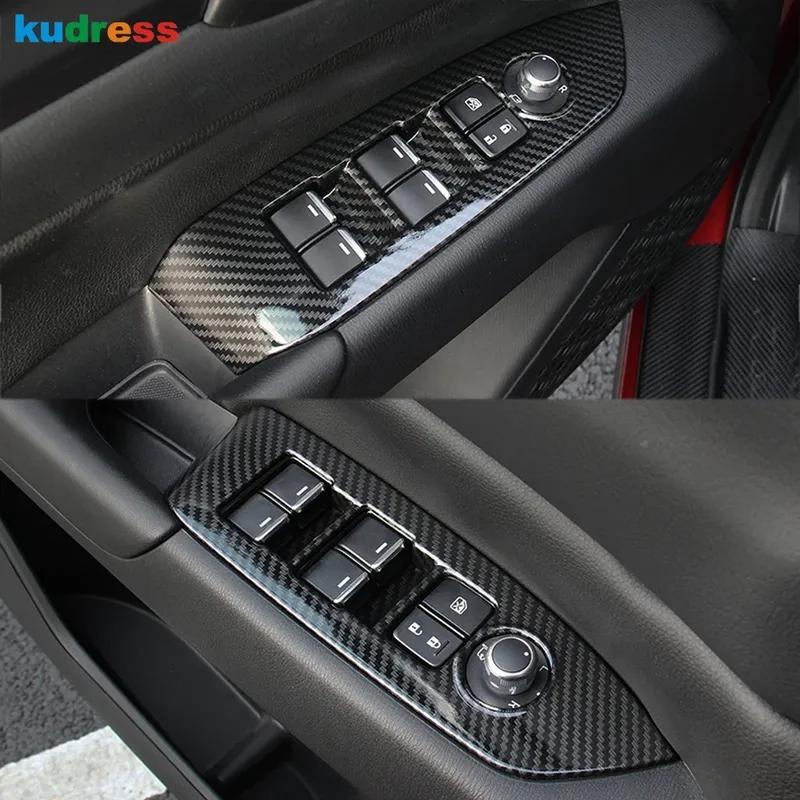 For Mazda CX-5 KF CX-8 2017-2024 2025 Carbon Car Door Armrest Window Lift Switch Button Panel Cover Trim Interior Accessories