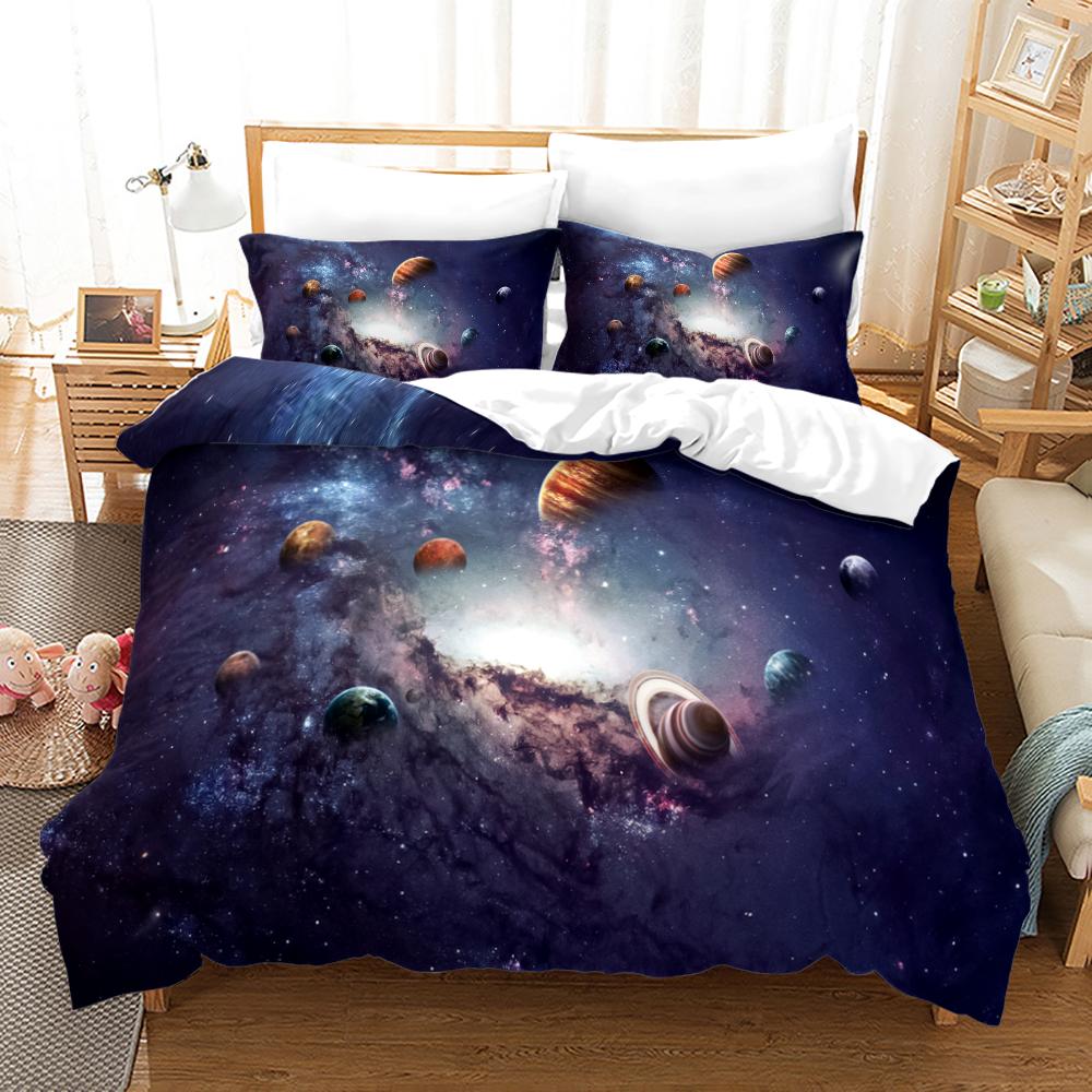 Planet Povlečení Earth Sada povlaků na peřinu 3D digitální tisk Ložní povlečení Módní Polyester Povlak na přikrývky Soupravy povlečení King Full Size