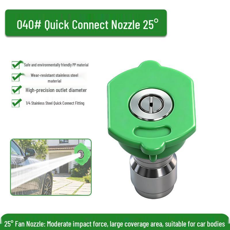 1/4 Quick Connect Colored Fan-Shaped High-Pressure Washer Nozzle with Stainless Steel and Rubber Sleeve