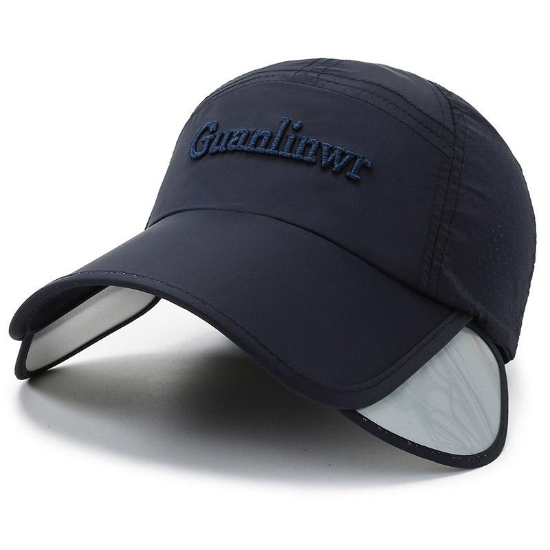 Retractable Extended Brim Hat Men's Summer Breathable Fishing Cap Men's Shade Fishing Sun Protection Baseball Cap