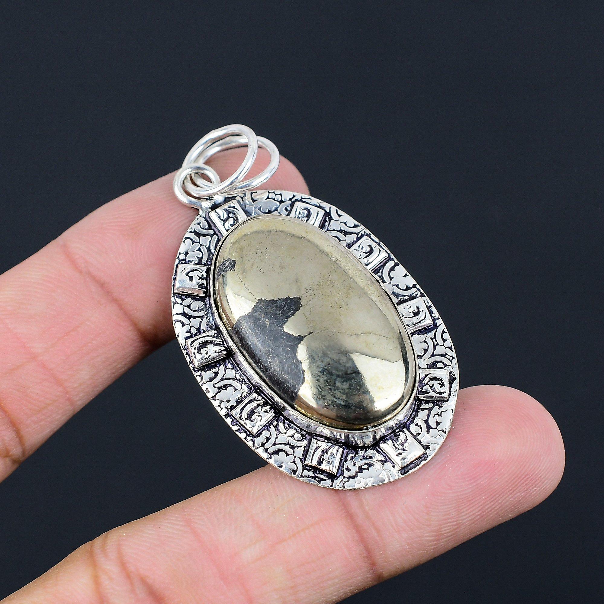 Friendship Day Deal 925 Sterling Silver Pyrite Stone Engagement Pendant Jewelry