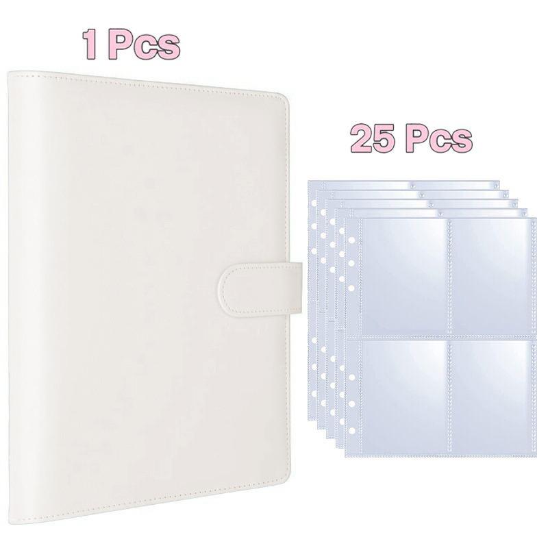 A5 Kpop Photocard Binder with 25 pages 4-Pocket Card Collector Album with 200 Card Slots PU Leather Cover Organizing Cards