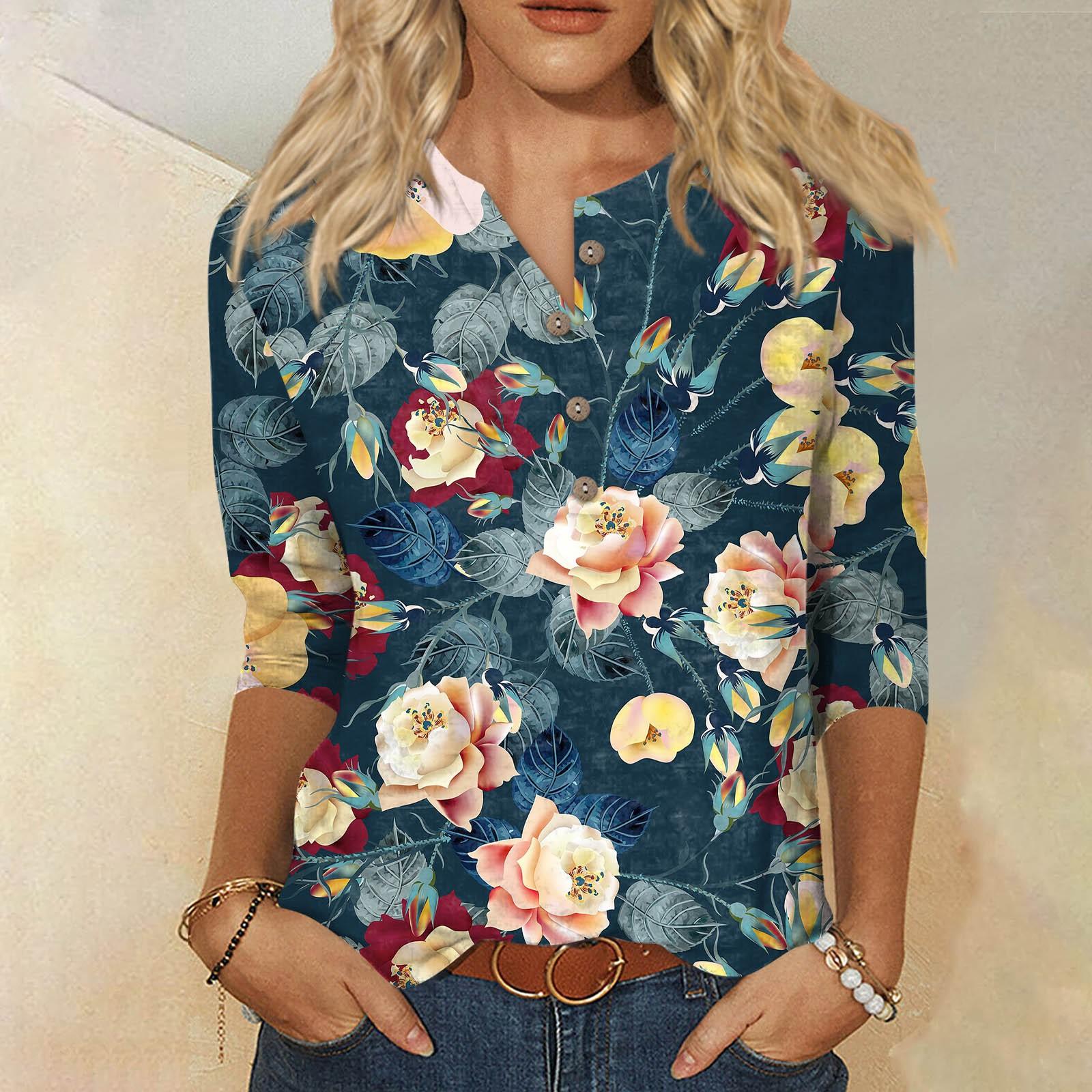 

Жіноча футболка з нижньою частиною футболки з рукавом три чверті та ґудзиками XXXL