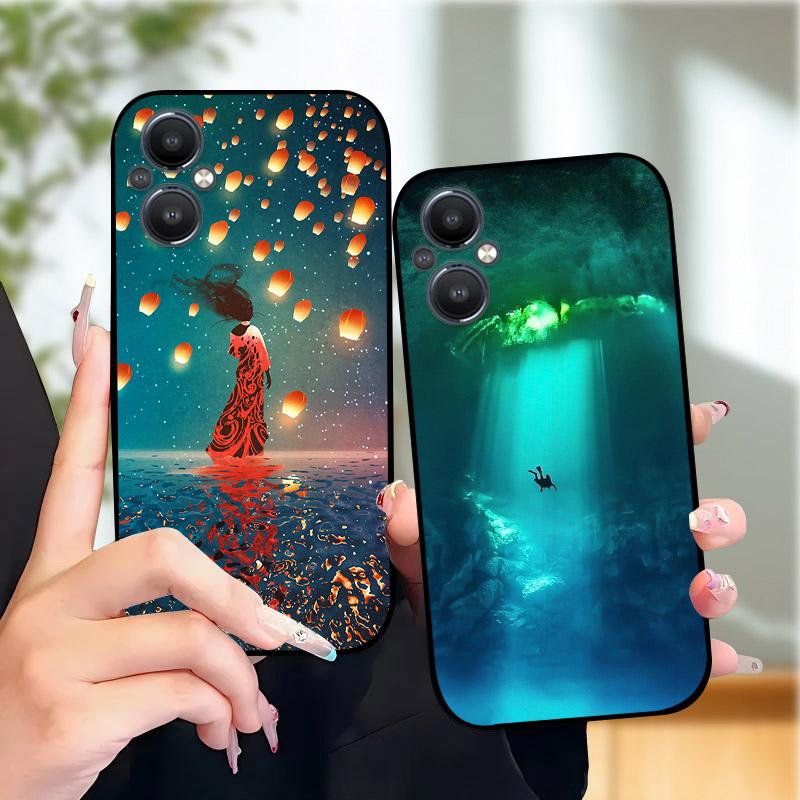 For Oppo Reno 7 8 Lite Reno7 Z 5G Case F21 Pro 5G CPH2341 Stylish Painted Cover Soft Silicone TPU Phone Cases For Oppo A96 5G